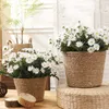 Vasos de plantação Tecelagem de palha Vaso de flores Cesta de plantador de grama Interior exterior Vaso de flores Cobertura Recipientes para decoração plantável R230620