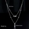 Pendant Necklaces RAKOL Double Layer Zircon Neckles Woman Tag Shape Pendants Choker Neckle Party Jewelry Gift Mujer Moda J230620