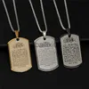 Pendant Necklaces Vintage Allah Muslim Islam Ayatul Kursi Arabic Stainless Steel Pendant Neckle Retro Islamic Quran Arab Religious Jewelry J230620