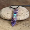 Pendentif Colliers Cristal Violet Sept Chakra Collier Pour Femmes Hommes Naturel À La Main Énergie Guérison Flèche