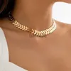 Naszyjniki wisiorek LTEO modne złoto kolorowe płatki kształt Krótki łańcuch szyi szyick dłonika dla kobiet biżuteria obroża obojak