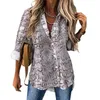 Chemisiers pour femmes Anaconda Snakeskin Casual Blouse Marron Imprimé Animal Motif À La Mode Femmes À Manches Longues Chemise Lâche Printemps Vêtements Surdimensionnés