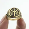 Cluster Rings Fashion Mens Gold Color Peace Sign 316L Stainless Steel Ring Men's Jewelry