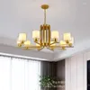 Lustres américain moderne LED pour salon salle à manger Lustres Para Quarto tout cuivre Vintage lustre éclairage MJ1118