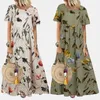 Robes décontractées de base Vintage Floral longue robe femmes été lâche à manches courtes femme Boho plage Maxi vacances fête Vestidos 230620