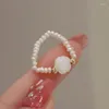Charm Bracelets Minar Textured Genuine Freshwater Pearl Beaded Bracelet For Women White Shell Flower Beads Casual Accessories