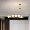 Lustres Impressão 3D Moderno Simples Lustre LED Sala de jantar Sala de estar Redonda Quarto Lua Iluminação Criativa Luminárias suspensas Preto ou Dourado