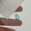 Pendentif Colliers 2023 Femmes Cou Chaîne De Mode Bleu Circulaire Collier Pour Filles Fête De Mariage Anniversaire Soirée Rassemblement Bijoux