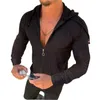 Mode männer Casual Hemden Strand Sonnencreme Lange Ärmeln Hoodie Zipper Shirt Männer Kleidung Sommer Einfarbig Casual Plaid S-5XL