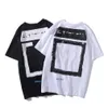 Off Men's T-shirts Offs 흰색 불규칙한 화살표 여름 느슨한 캐주얼 반소매 티셔츠 남성용 및 여성용 인쇄 된 편지 x 뒷면 인쇄