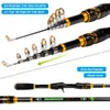 Rod Reel Combo PROBEROS Telescopic Rod and Reel Kit 2.1 Carbon Fiber Fishing Rod 7.2 1 Gear Ratio Baitcasting Reel Line Lures Hooks Bag Combo 230619