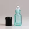 Frasco de vidro grosso octogonal 3ml em rolo de óleo essencial, frasco de perfume vazio com tampa preta, transporte rápido F404 Lxhht