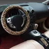 Steering Wheel Covers 38cm Winter Cover 3Pcs Leopard Print Car Hand Brake Shifter Set