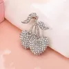 Brooches Cherry Women Metal Pins Rhinestone Ladies Clothing Accessories Fruit Brooch Pin Two Colors Jewelry Decorations