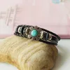 Очарование браслетов Винтажное натуральное камень богемный браслет для женщин ручной украшения синие круглые бусины резные бого браслеты