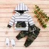 Ensembles de vêtements 0-18M automne hiver bébé garçon vêtements à capuche coton décontracté enfants hauts rayés Camouflage pantalon tenues ensemble