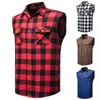 Mannen Vesten Mode Cowboy Mouwloos Plaid Shirt Mannen Vest Casual Katoen Snap Shirts Mens Double Pocket Beach Party Geruite tops 230620