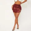 Skirts Sexy PU Leather Women's Miniskirt Ins Style Hollow Bag Hip Skirt Elastic Nightclub Ladies Low Waist Mini