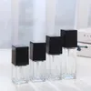収納ボトル15ML-40ml空の正方形の透明ガラスローションポンプボトルプルフュームアルコールプレスディスペンサー補充可能な旅行卸売