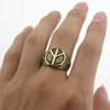 Cluster Rings Fashion Mens Gold Color Peace Sign 316L Stainless Steel Ring Men's Jewelry