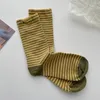 Sports Socks Spring Retro Striped And Children's Women Medium Tube Autumn Cotton Stockings Korean Japanese Socken