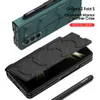 Clamshell Warrior Cases für Samsung Galaxy Z Fold 5 Hülle Stiftschlitz Brieftasche Leder Schutzfolie Bildschirmabdeckung