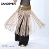 Stage Wear Belly Dance Costume Scalf dla kobiet tańczący cekiny Tassel Fringe TALIST Łańc