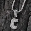 Hanger Kettingen DE BLING KONING Custom Bold Baguettecz Letters Hanger Iced Out Vierkante Bling Kubieke Zirconia Naam Neckle Hiphop Rapper Sieraden J230620