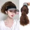 Ball Caps Hat With Attached Wave Curly Synthetic Fluffy Long Hair Baseball Cap For Women tail Adjustable 230619