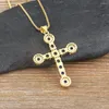 Kedjor Aibef Cross Religious Pendant 6 Color Luxury Rhinestone Copper Zircon Exquisite Necklace Accessories Gift Noble Fashion Jewelry