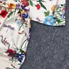 Diseñador clásico Conjunto de 2 piezas Mujer Moda Estampado de flores Estampado de solapa blanca Camiseta Cintura elástica Cordón Pantalones casuales Diseñadores Ropa de mujer