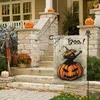 1pc Halloween Garden Flag Вертикальный двухсторонний, тыквенный паук -кот -кошка буу Хэллоуин Флаги с мешковиной флаг двора маленького дома для открытого крытого украшения 12 x 18