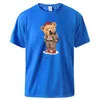 Men's T Shirts Fashion Teddy Bear Taking Your Po Shirt Man Basic Cotton Short Sleeved Breathable Trend Streetwear Classic Harajuku Tshirt