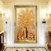 Abstract Golden Fortune Tree 3D Texture Art Poster Handmade Oil Painting Wall Decor Picture Home Hotel Restaurant Custom Mural L230620