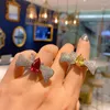Cluster Rings 2023 Luxo Silevr Ring Para Mulheres Elegante Big Bowknot Cocktail Sparkling Cubic Zircon Wedding Promise Jewelry