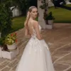 Splendidi abiti da sposa con cinturino spaghetti con fenditura a V sul collo senza spicco appliques da sposa appliques per tallone estate vestido de mariee 326 326