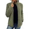 2022 Cuello alto Color sólido Suéter superior Moda casual de mujer Manga larga Cremallera Burbuja Abrigo polar Chaquetas de cuero de imitación chaqueta de mujer