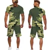 Herrspårssuits Summer Camouflage TeesshortsSuits Men's T Shirt Shorts Tracksuit Sport Style Outdoor Camping Hunting Casual Mens Clothes 230619