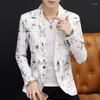 Herenpakken Topkwaliteit Designer Casual Fashion Print Slim Fit Mens Blazer Suite Jacket Elegant Clothing 2023 X53