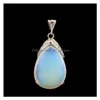 Hanger Kettingen Natuurlijke Teardrop Quartz Crystal Stone Ingelegd Met Colorf Zirkoon Water Drop Therapie Chakra Sieraden De Dhmq8