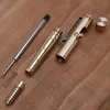 Ballpoint Pens Handmade Brass Gel Pen Retro Bamboo Node Bolt Type Pen Military Bolt Pen Smooth Writing Gel Ink Pens Metallic Edc Pen W3JD 230620