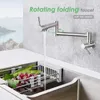 Kitchen Faucets Brush Gold Pot Filler Tap Faucet Single Cold Hole Rotate Folding Spout Stainless Steel Sink Wall Mounted