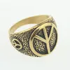 Cluster Rings Fashion Mens Gold Color Peace Sign 316L Stainless Steel Ring Men's Jewelry