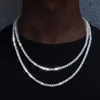 Pendentif Colliers Nouveau 4MM Iced Out tennis Brelet Neckle Hommes Tennis Chaîne De Mode Hip-Hop Bijoux Femmes 16/18/20/24 / 30inch Choker Chaîne Cadeau J230620