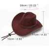 Cloches Fast Drop Cowboy Hat Unisex Faux Leather Sunhat Wild Brim Panama Shats Sator Sombrero de Vaquero Occidental 230620