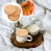 Ensembles de vaisselle 4 pièces couvre-bouteilles pour voyage tasse tasse dessin animé 8.1X8.1X0.9CM rond bambou bureau