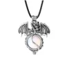 Pendant Necklaces 16Mm Natural Stone Healing Crystal Sier Copper Wing Dragon Fashion Jewelry Necklace Drop Delivery Pendants Dhsta