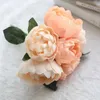 Dried Flowers Artificial Silk Rose Peony Heads Peonies Bouquet round Imitation DIY Party Wedding Supplies Bridal