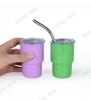 3 oz Sublimatie Borrelglas Cup 90 ML Wijn Tumbler Double Wall Rvs Borrelglas Non Vacuüm Met deksel En Stro voor DIY