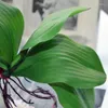 Fleurs Décoratives 27CM 5pcs Plantes Artificielles PU Large Orchidée Feuille DIY Arrangement De Fleurs Intérieur Vert Faux Jardin Chambre Décor De Noël